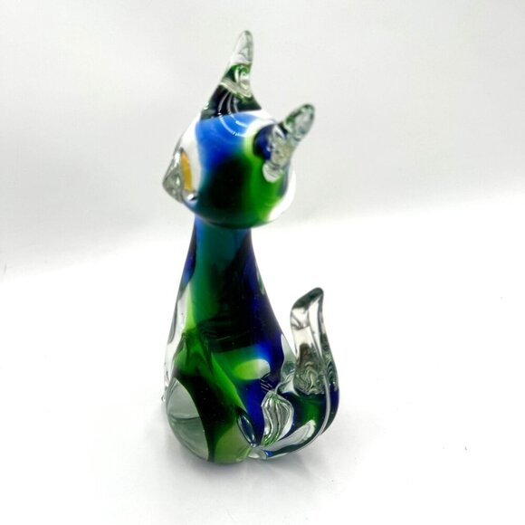 Murano Figurine Large Cat Art Glass Italy 8” Tall Vintage - Picture 3 of 11